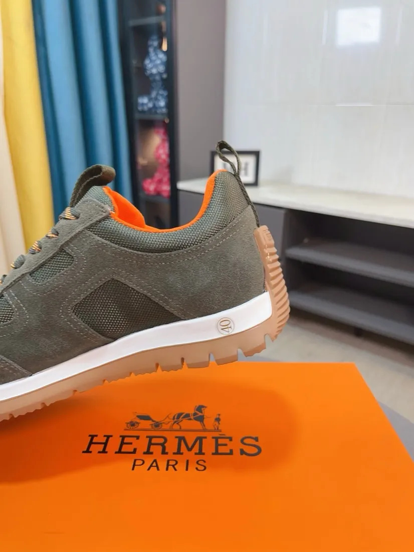 Men's shoes 💰440🌸🌸[HERMES] Hermès sneakers, the upper is made of calfskin and mesh, imported materials, full of texture, the lightweight sole is decorated with contrasting patterns, creating a versatile fashion style. Size: 38-44